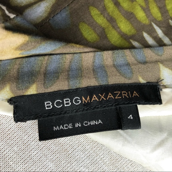 BCBG Small Green Floral Cotton A-line Skirt - Picture 5 of 7